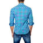 Jared Lang // Large Check Button-Down Shirt // Blue (S)