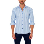 Medium Stripe Button-Down Shirt // Blue + White (S)