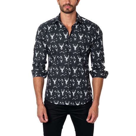 Mountain Man Button-Down Shirt // Black (S)