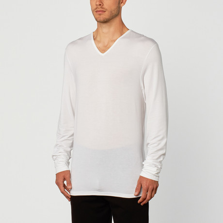 Long Sleeve V-Neck Tee // White (XS)