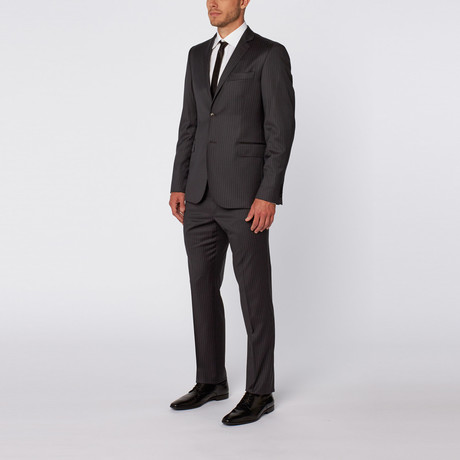 Single Breasted Suit // Black + White Pin Stripe (Euro: 46)