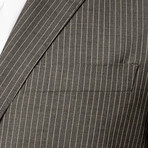 Single Breasted Suit // Grey + White Pin Stripe (Euro: 52)