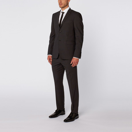 Single Breasted Suit // Black + Charcoal Pin Stripe (Euro: 46)