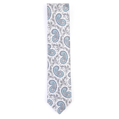 Cornelius Floral Paisley Tie // Silver