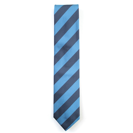 Archie Wide Stripe Tie // Blue
