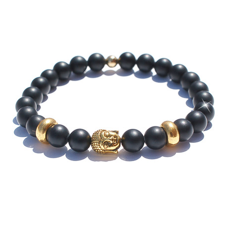 Buddha Bracelet // Black + Gold (Length: 6.5")