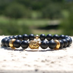 Buddha Bracelet // Black + Gold (Length: 6.5")