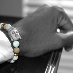 Buddha Bracelet // White + Gold (Length: 6.5”)