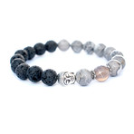 Black & Grey Buddha Bracelet (Length: 6.5”)