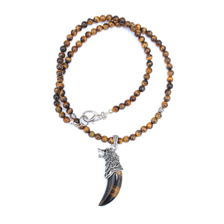 Tiger Eye Wolf Necklace // 24"