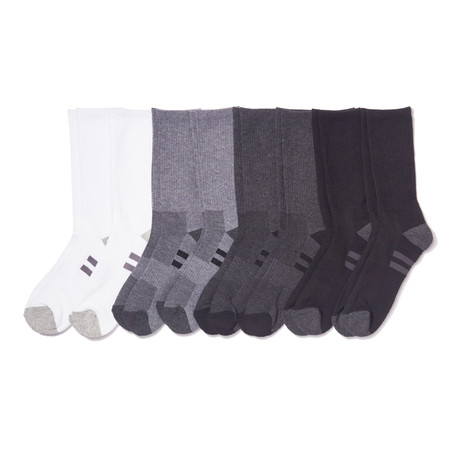 Performance Crew Sock // Black + Grey + White // Pack of 8