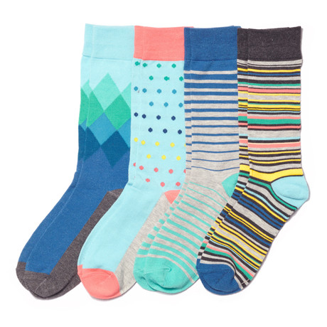 Assorted Sock // Blue + Grey // Pack of 4