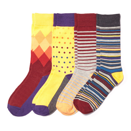 Assorted Sock // Red + Yellow // Pack of 4
