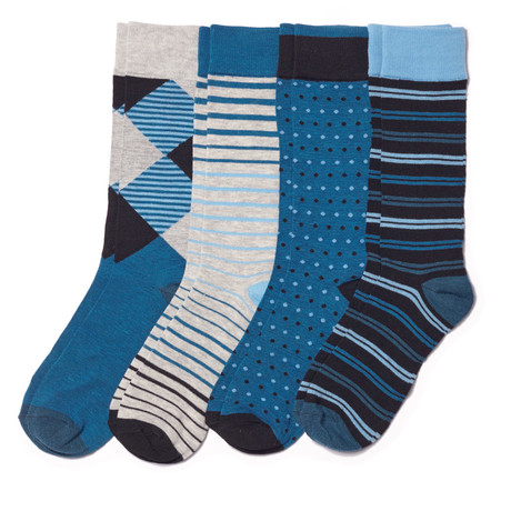Assorted Sock // Grey + Blue // Pack of 4