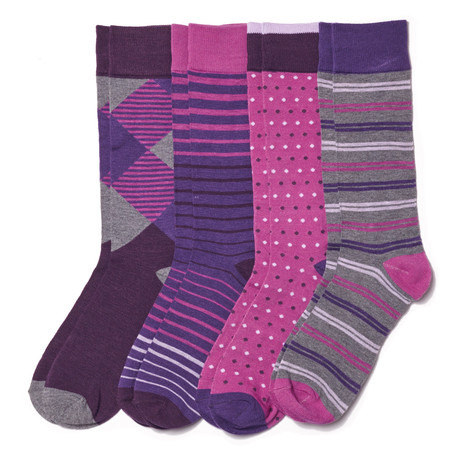 Assorted Sock // Pink + Purple // Pack of 4