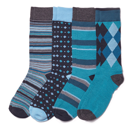 Assorted Sock // Black + Blue // Pack of 4