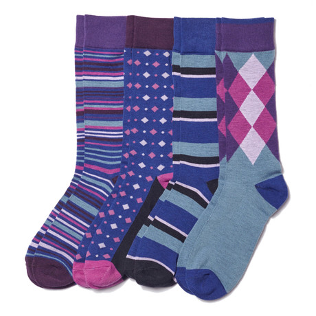 Assorted Sock // Blue + Purple // Pack of 4