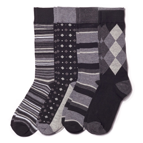 Assorted Sock // Grey + Black // Pack of 4