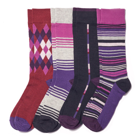 Assorted Sock // Black + Purple // Pack of 4