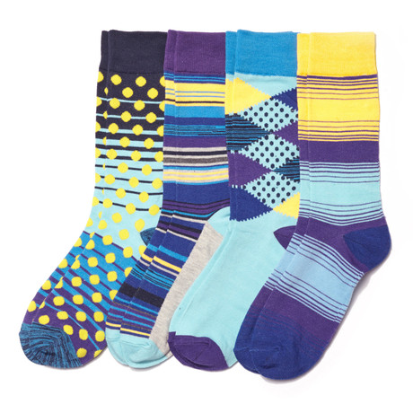 Assorted Sock // Purple + Blue // Pack of 4