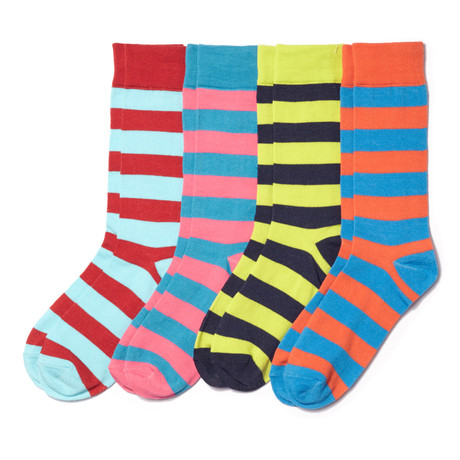 Dress Sock // Bright Rugby Stripe // Pack of 4