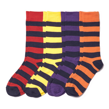 Dress Sock // Navy Rugby Stripe // Pack of 4