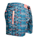 Marine Swim Short // Teal + Navy + Pink (M)