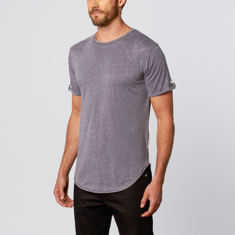 Burney Long Line T-Shirt // Navy (S)