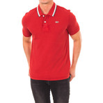 Short-Sleeve Contrast Collar Polo // Red (2XL)