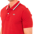 Short-Sleeve Contrast Collar Polo // Red (2XL)