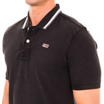 Short-Sleeve Contrast Collar Polo // Black (3XL)