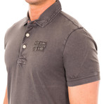 Short-Sleeve Patch Polo // Brown (L)