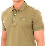 Short-Sleeve Patch Polo // Khaki (XL)