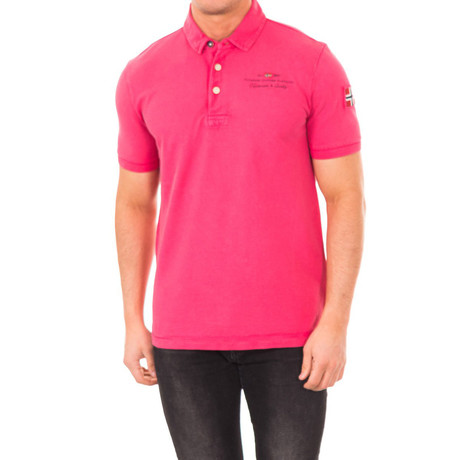 Short-Sleeve Patch Embroidery Polo // Fuchsia (S)