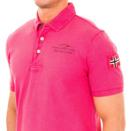 Short-Sleeve Patch Embroidery Polo // Fuchsia (2XL)