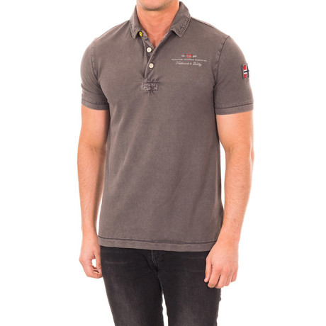 Short-Sleeve Patch Embroidery Polo // Brown (S)