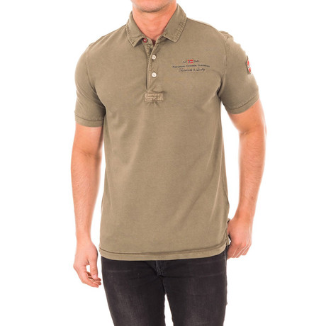 Short-Sleeve Patch Embroidery Polo // Khaki (S)