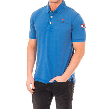 Short-Sleeve Patch Embroidery Polo // Blue (S)