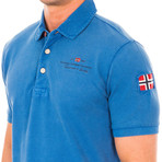 Short-Sleeve Patch Embroidery Polo // Blue (XL)