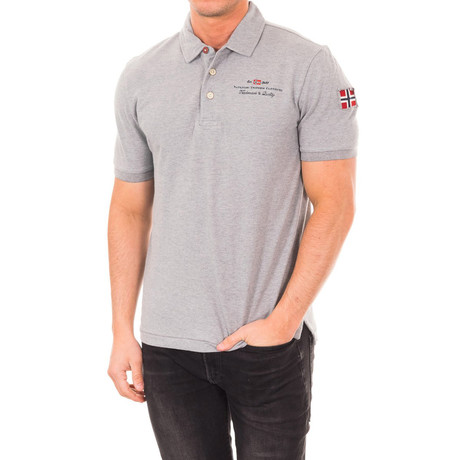 Short-Sleeve Patch Embroidery Polo // Light Grey (S)