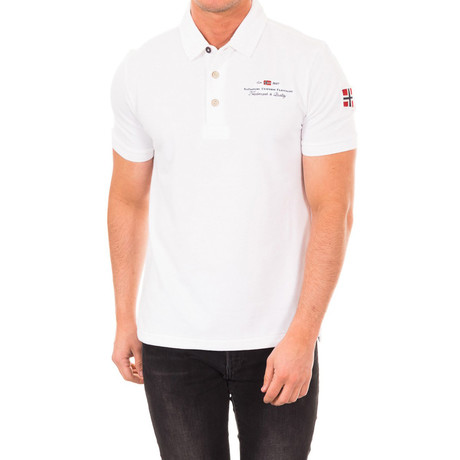 Short-Sleeve Patch Embroidery Polo // White (S)