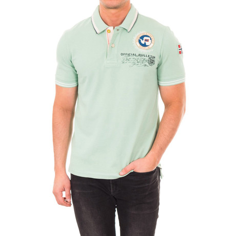 Short-Sleeve Contrast Polo // Light green (S)