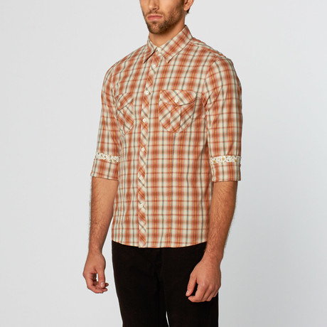 Norwell Plaid Long-Sleeve Shirt // Orange (S)