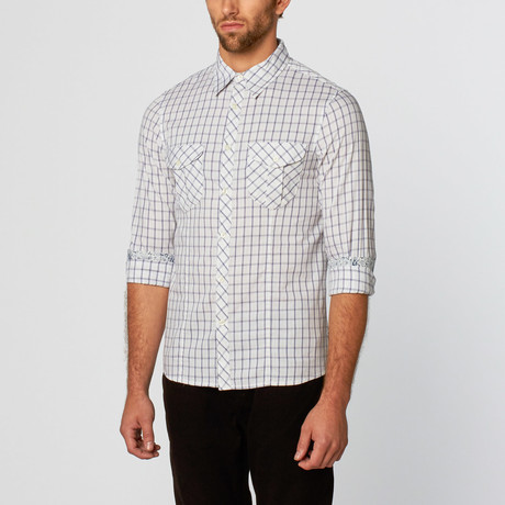 Plaid Long-Sleeve Shirt // Blue + White Stripe (S)