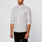 Plaid Long-Sleeve Shirt // Blue + White Stripe (XL)