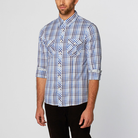 Long-Sleeve Plaid Shirt // Blue (S)