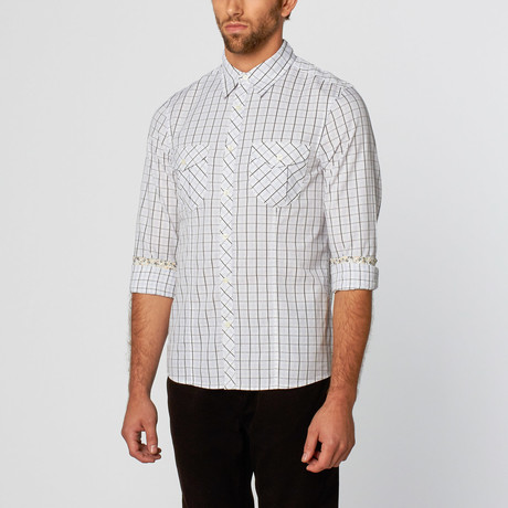 Plaid Long-Sleeve Shirt // White + Black Stripe (S)