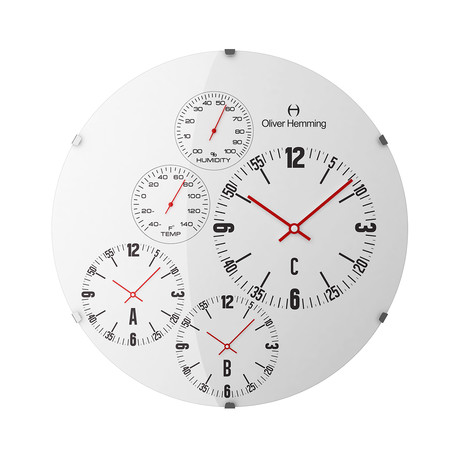 Domed Glass Wall Clock // World Time + Weather Station // W370DG69W