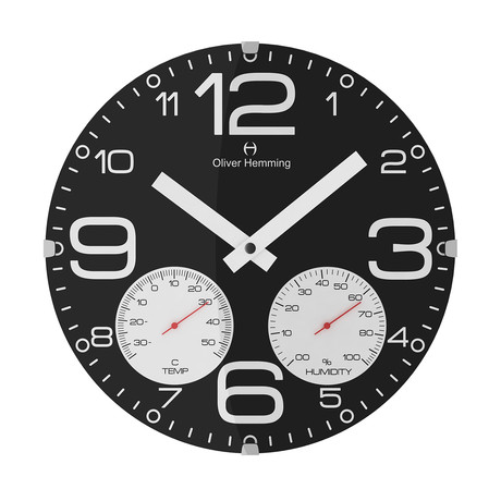 Domed Glass Wall Clock // Weather Station // W300DG51BW