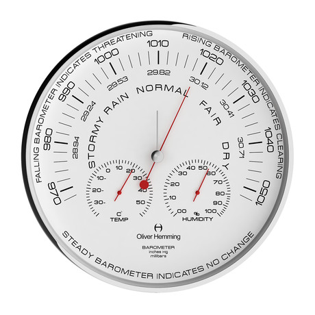Chrome Barometer + Temperature + Humidity // W300S55W